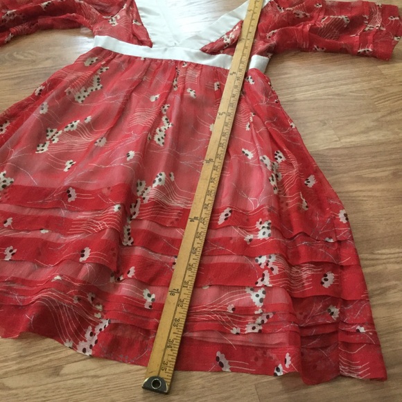 Development by Erica Davies Red 100% Silk Floral Print Dress EUC - Picture 15 of 16